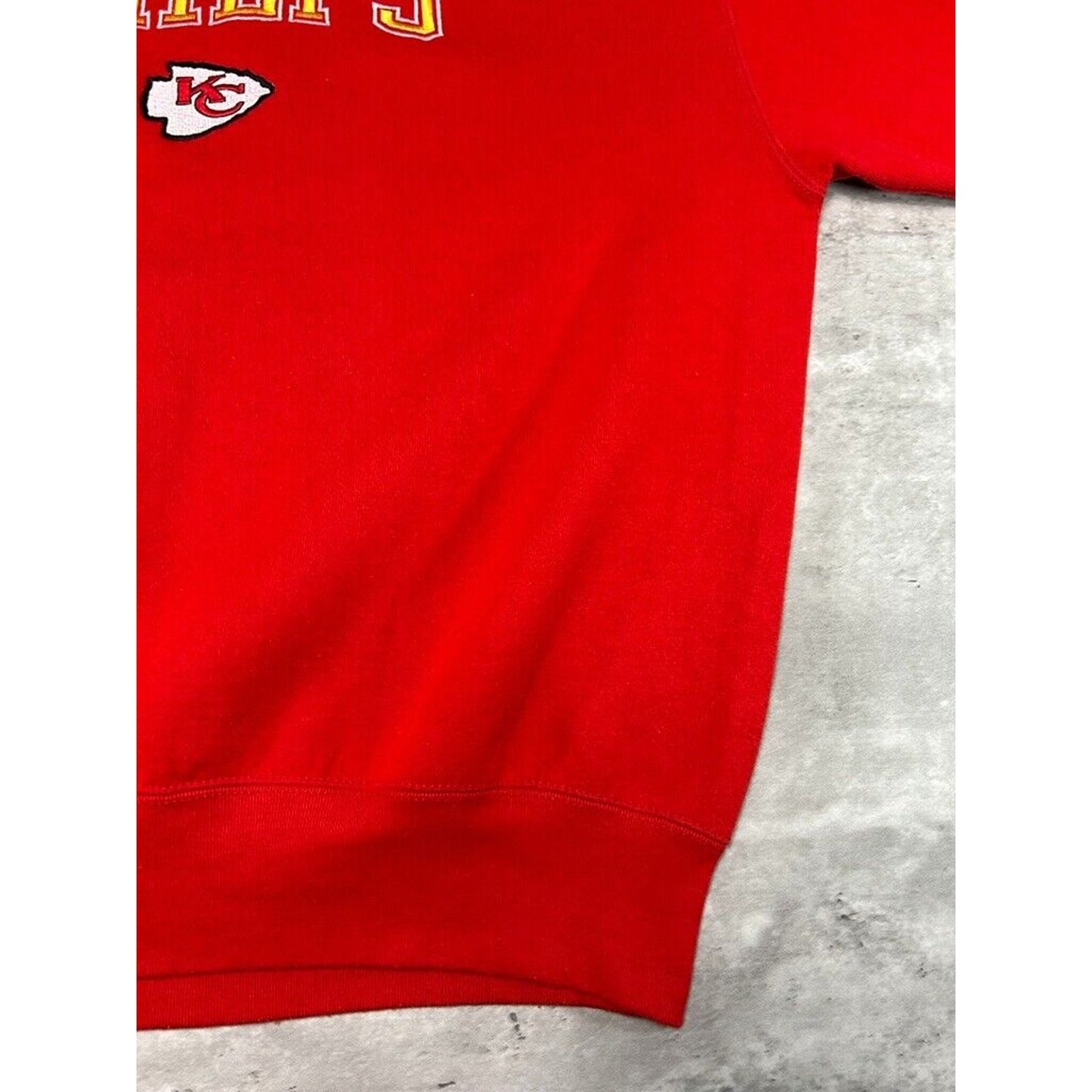 Vintage 90s Kansas City Chiefs NFL Embroidered Spell Out Sweatshirt Size XL Red