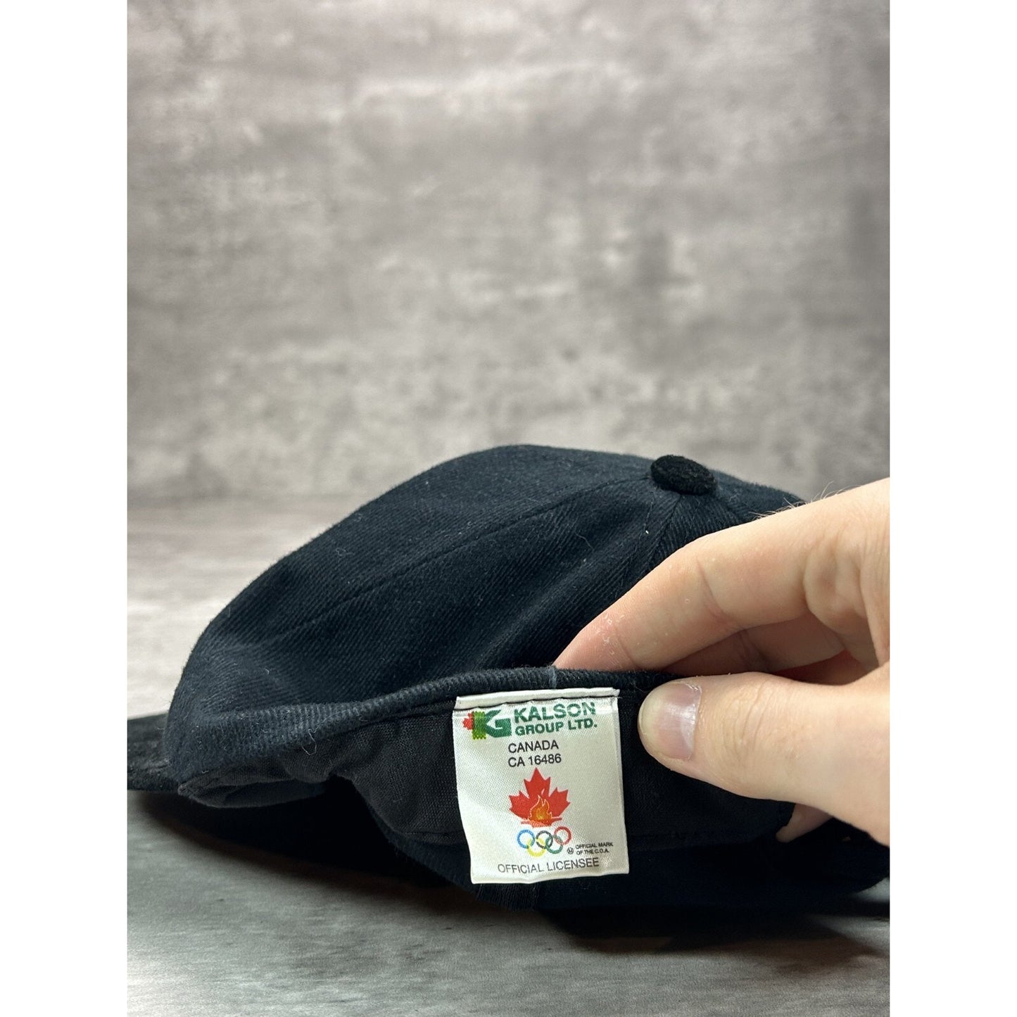 Vintage 90s Canada Olympics Embroidered Logo Strapback Hat OSFA Black