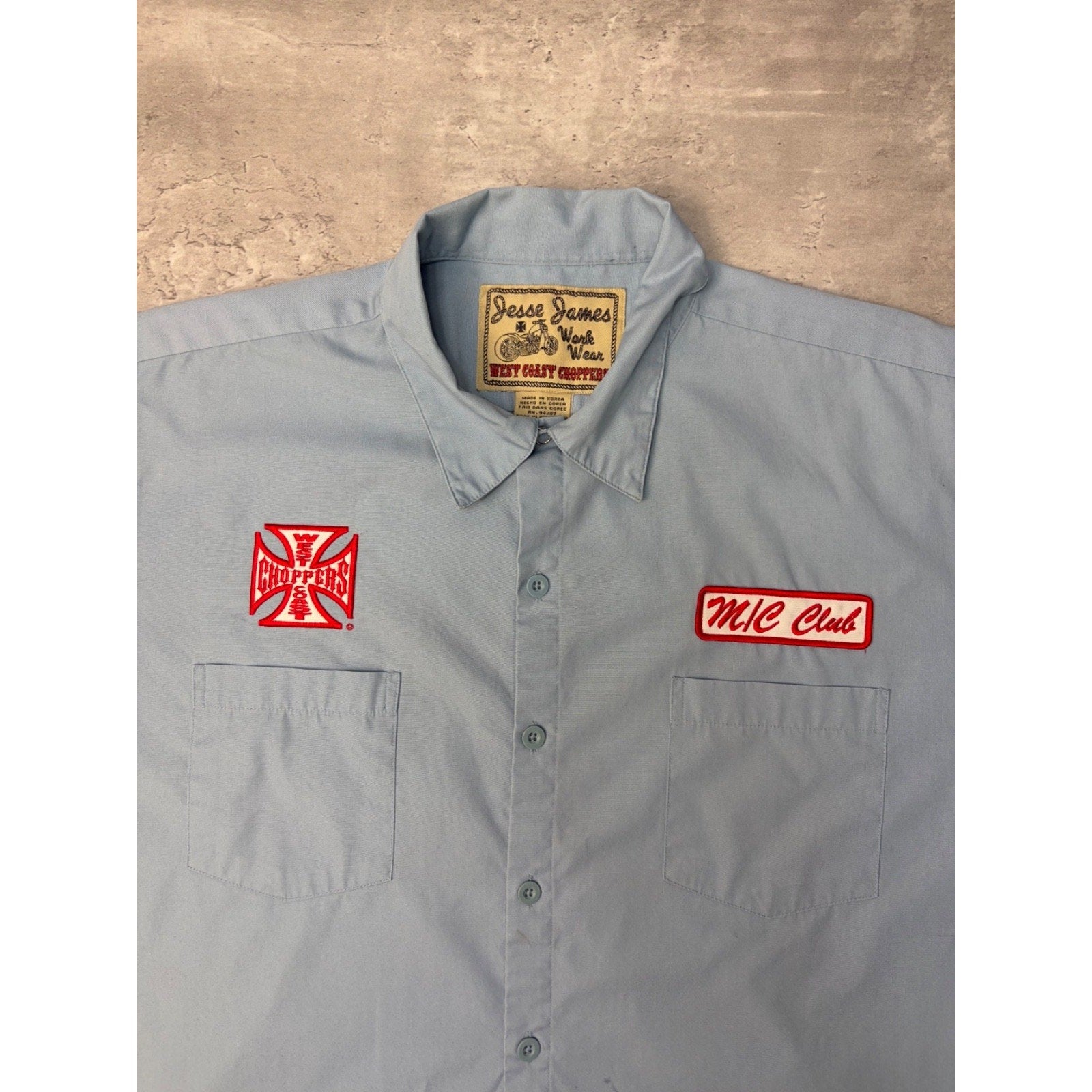 Vintage West Coast Choppers Jesse James Cropped Button Up Shirt Size XL