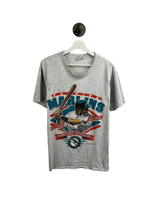 Vintage 1994 Florida Marlins MLB Player Logo Graphic T-Shirt Size Large Gray 90s