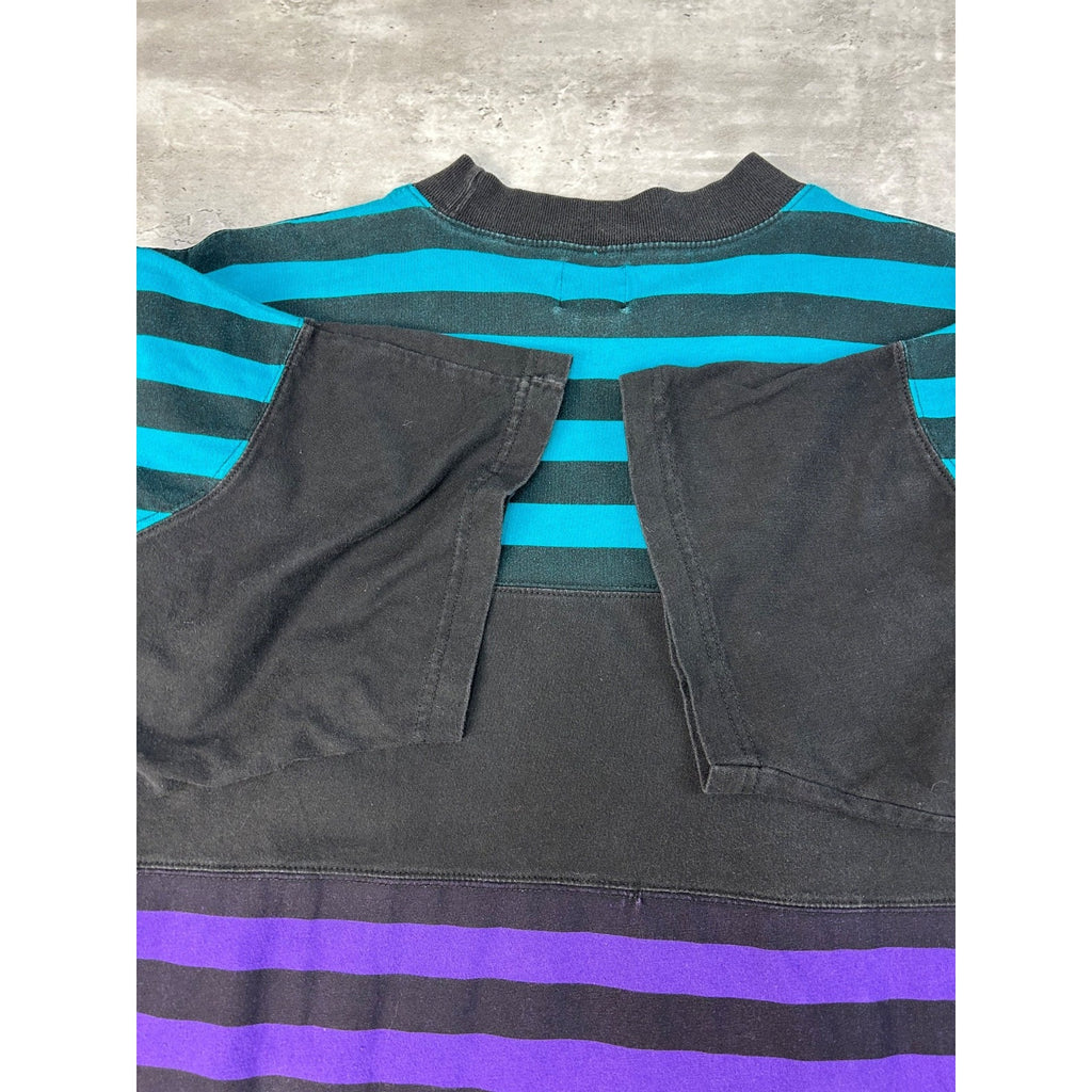 Vintage I.O.U Exclusive Striped Spellout Graphic T-Shirt Size XL