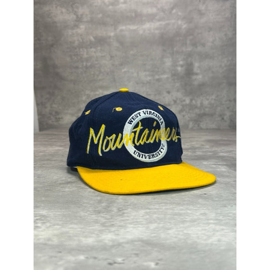 VTG 90s West Virginia Mountaineers NCAA Collegiate Spellout Snapback Hat OSFA