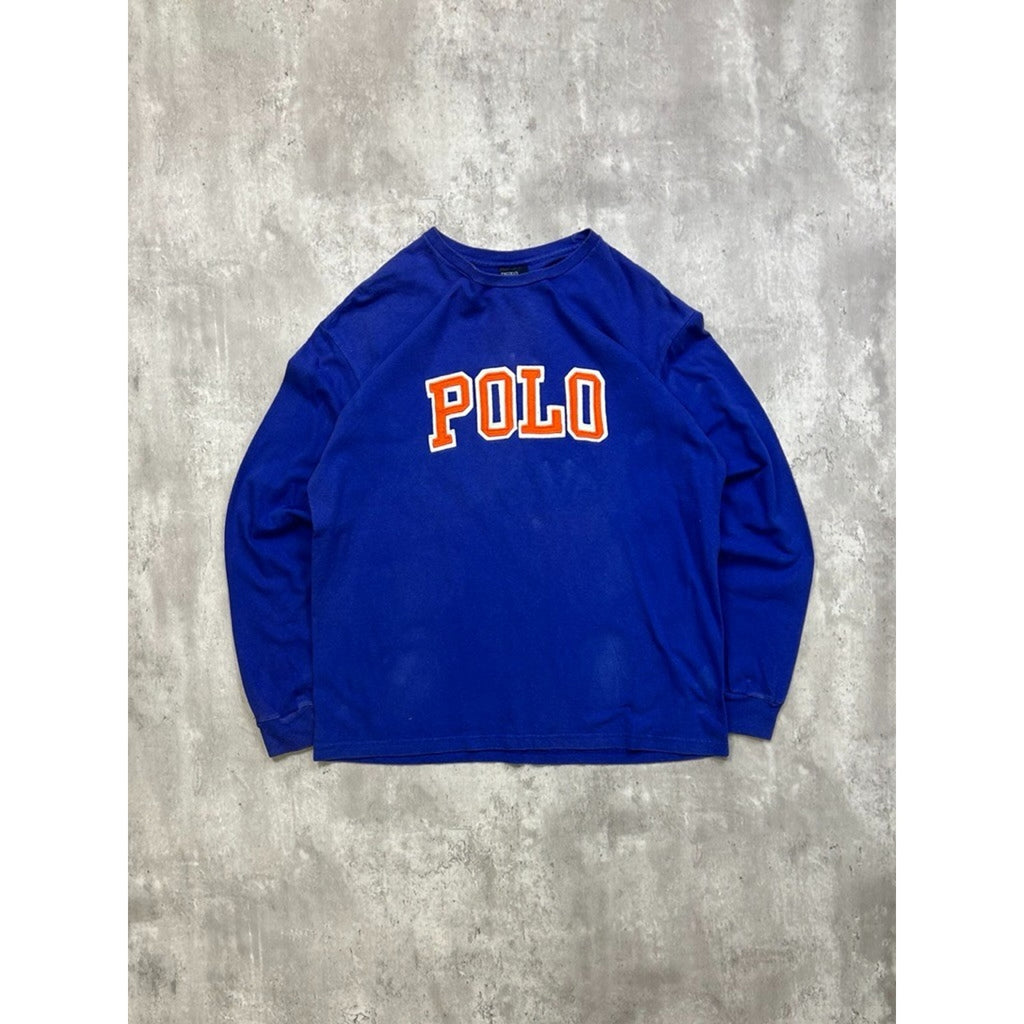Vintage 90s Polo Ralph Lauren Embroidered Spellout Long Sleeve T-Shirt Sz Medium