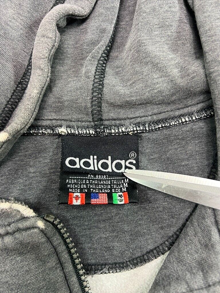 Vintage 90s Adidas Shell Toe Embroidered Full Zip Hooded Sweatshirt Size Medium