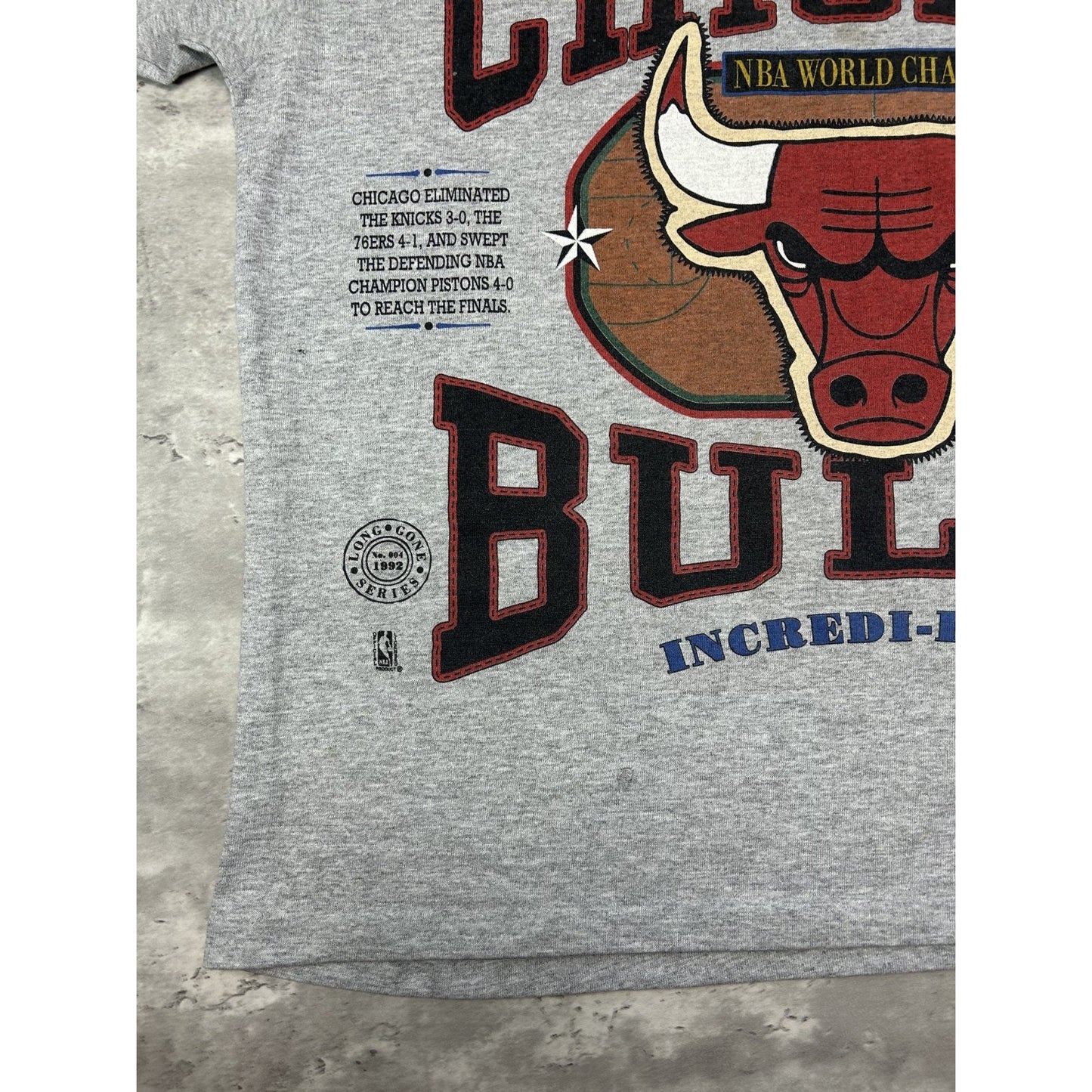 Vintage 90s Chicago Bulls NBA Graphic All Over Print 3/4 Sleeve T-Shirt Size XL