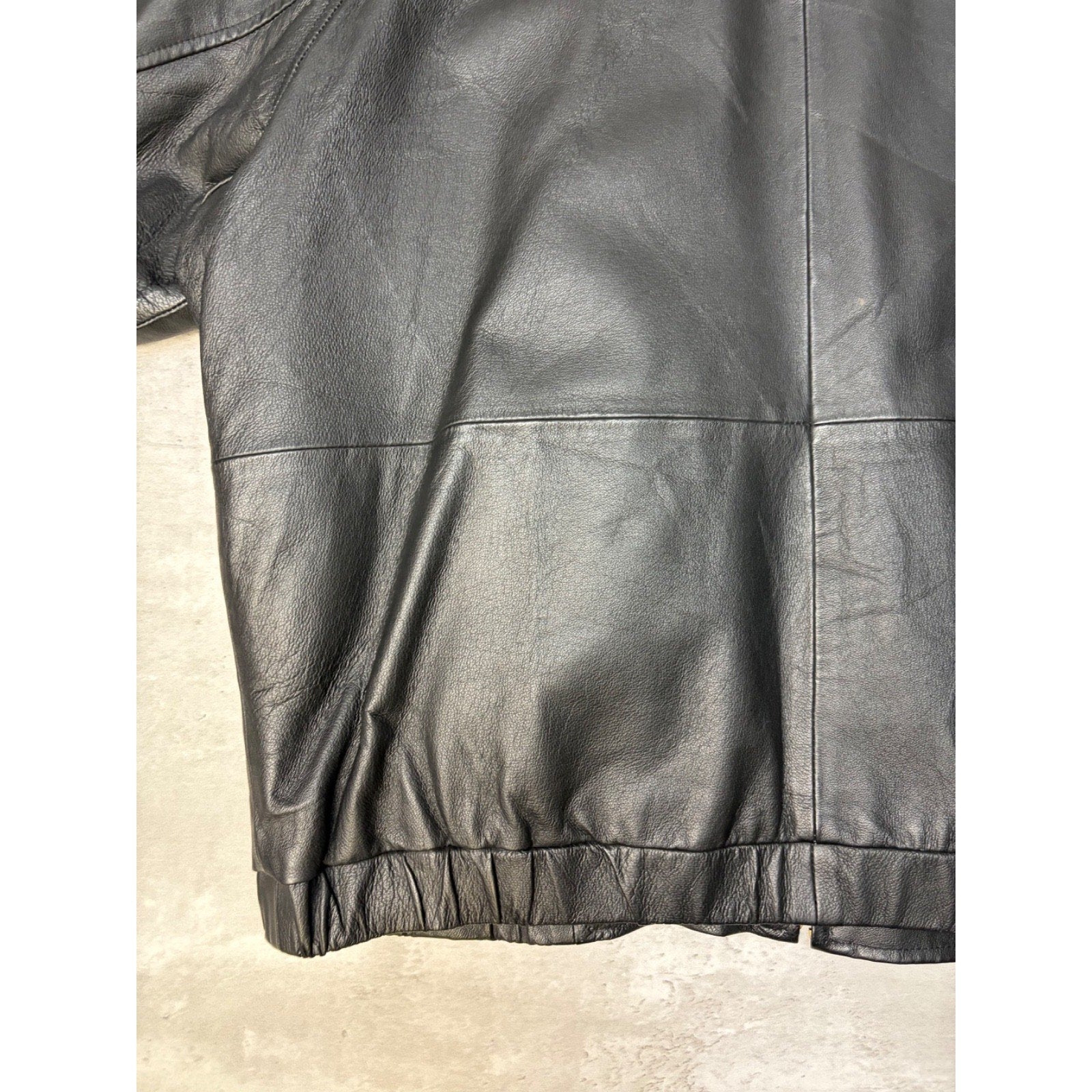 Vintage St. Johns Bay Quilted Lined Full Zip Leather Bomber Jacket Size XL