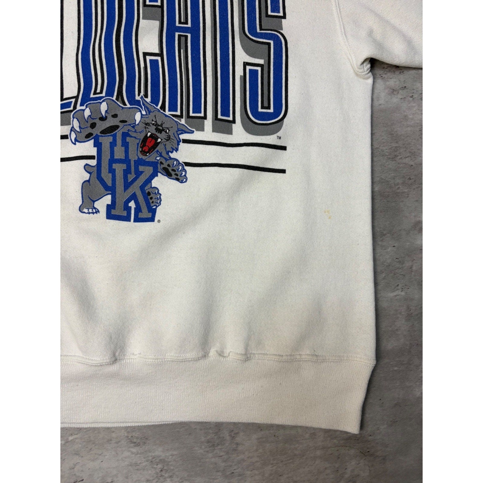Vintage 90s Kentucky Wildcats NCAA Collegiate Spellout Sweatshirt Size Large