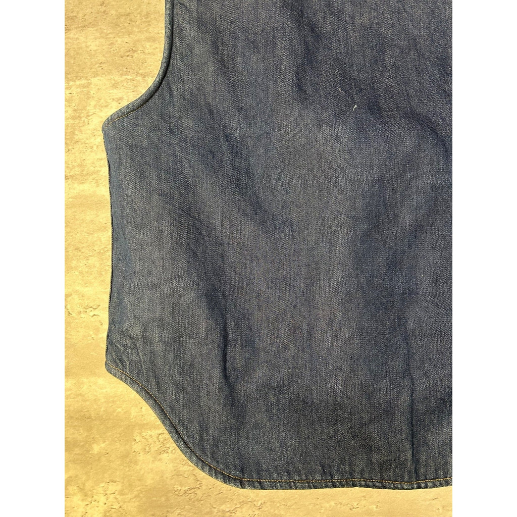 Vintage 70s Come On Strong Sherpa Lined Dark Wash Denim Vest Size Large