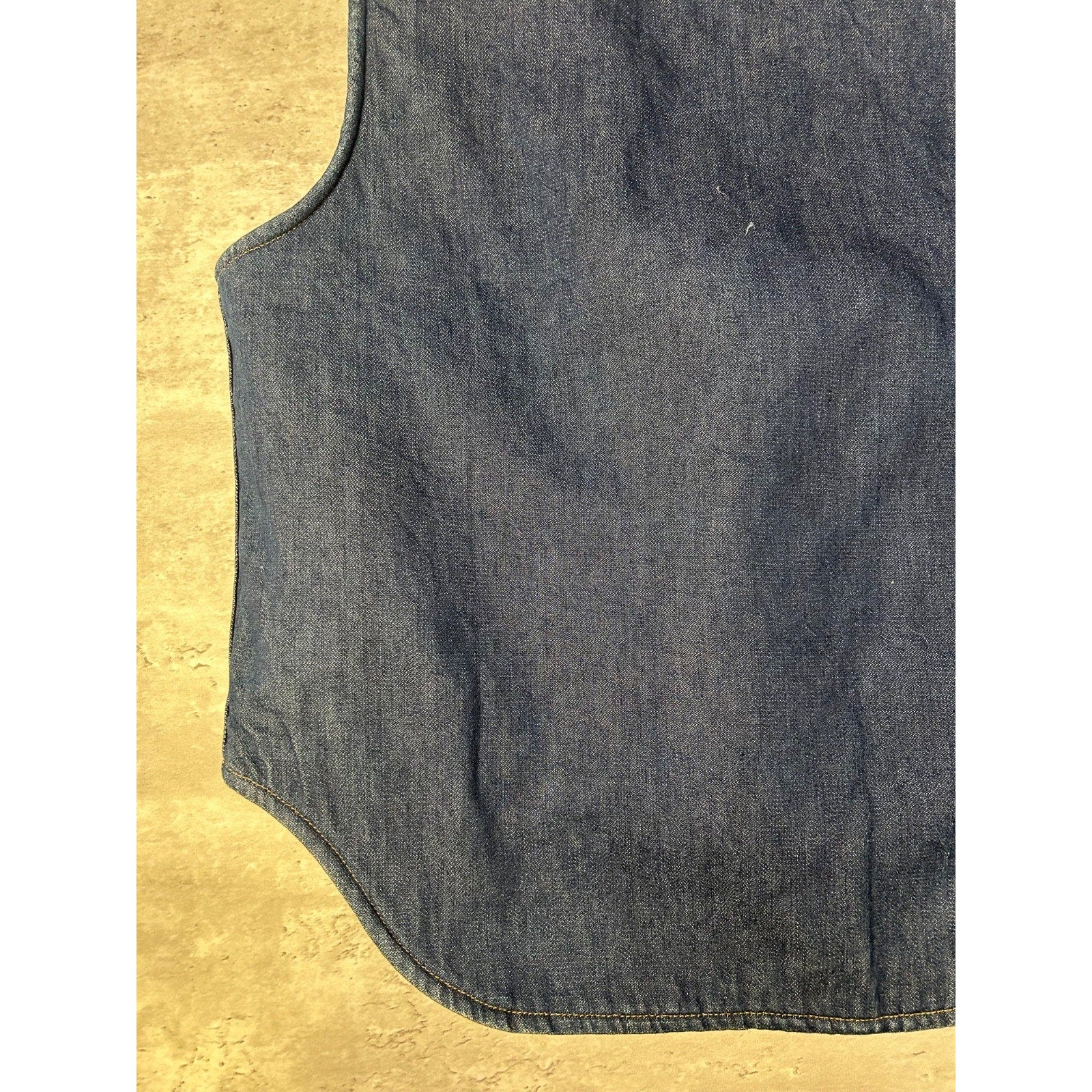 Vintage 70s Come On Strong Sherpa Lined Dark Wash Denim Vest Size Large