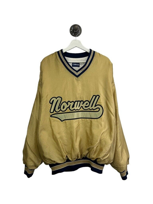 Vintage Holloway Norwell Collegiate Spellout Nylon Pullover Jacket Size XL Gold