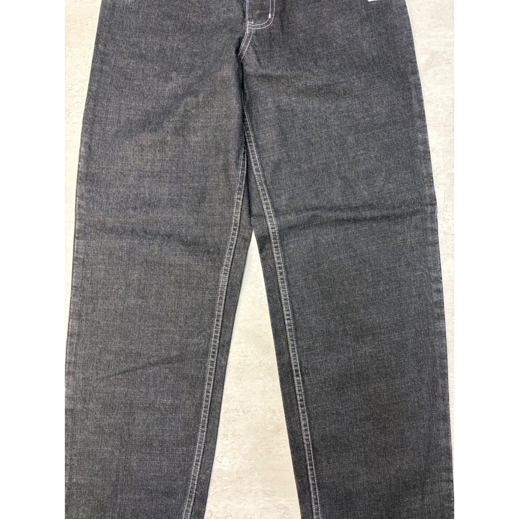 Vintage Y2K Womens Kani Embroidered Spellout Black Wash Denim Pants Size 29