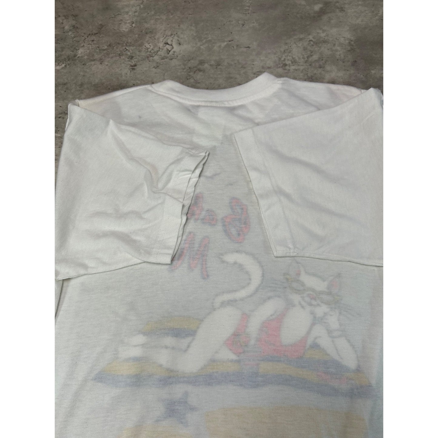 Vintage 80s/90s Bahama Mama Cartoon Cat Beach Graphic T-Shirt Size Large
