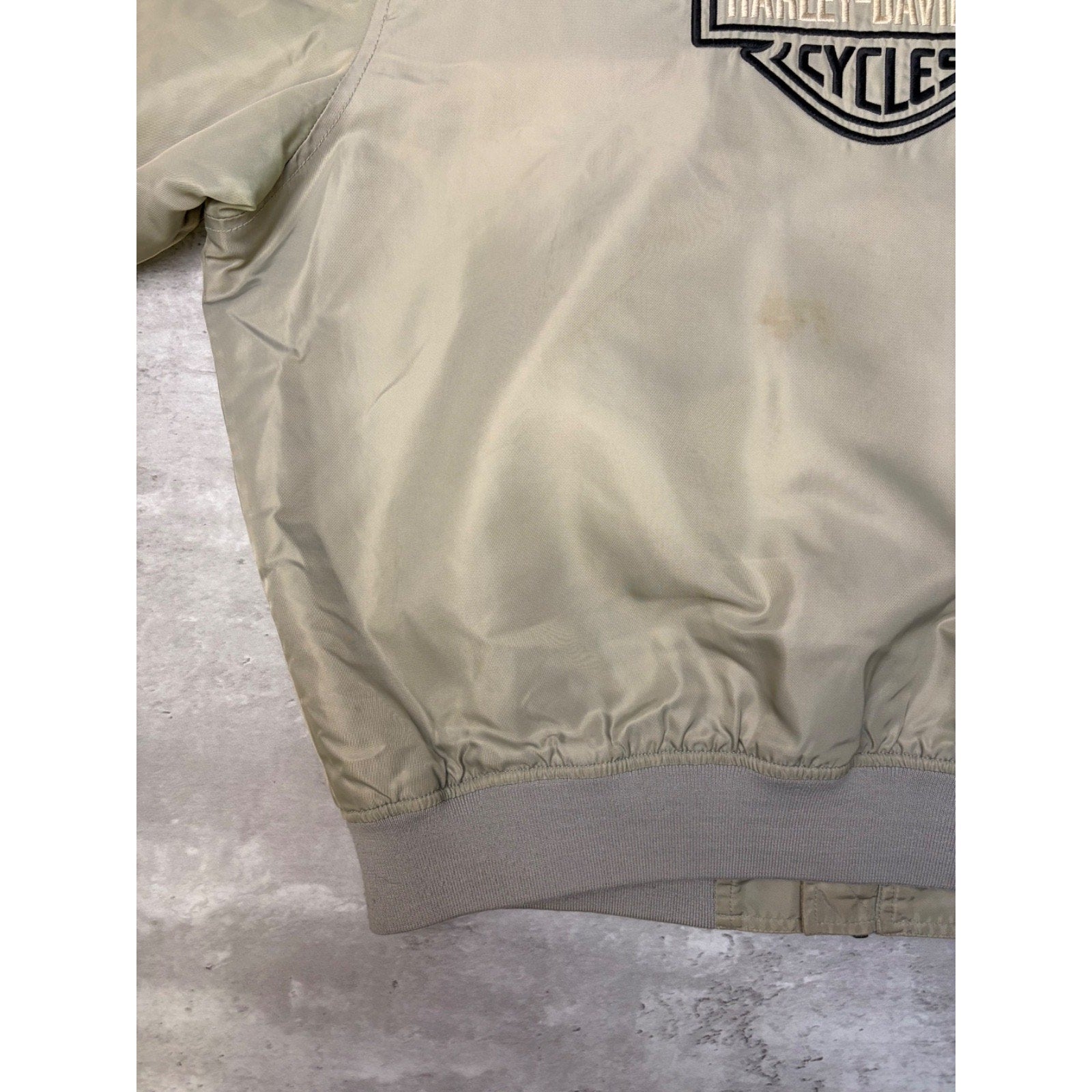Vintage Harley Davidson Embroidered Patch Nylon Full Zip Bomber Jacket Size XL
