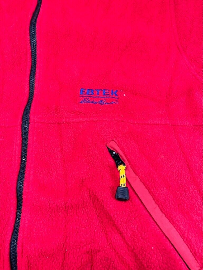 Vintage 90s Eddie Bauer EBTek Full Zip Fleece Sweatshirt Size Small Red