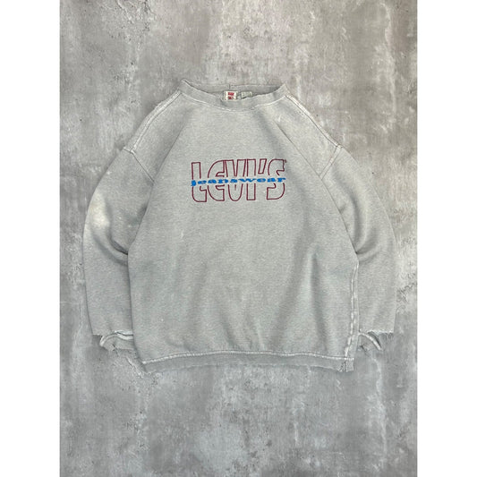 Vintage 90s Levis Jeanswear Embroidered Spellout Graphic Sweatshirt Size Medium