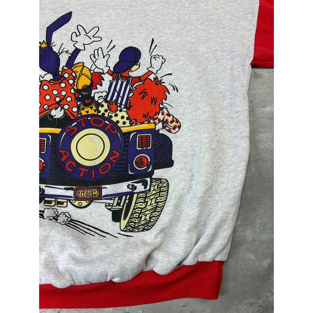 Vintage 1993 Cartoon Character Two Tone Pullover Hooded Sweatshirt Size Large