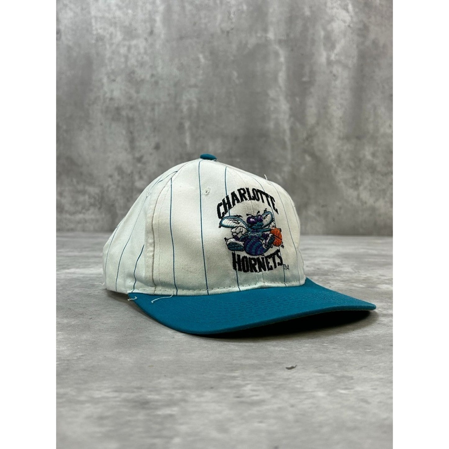 VTG 90s Charlotte Hornets NBA Pinstripe Starter Embroidered Snapback Hat OSFA