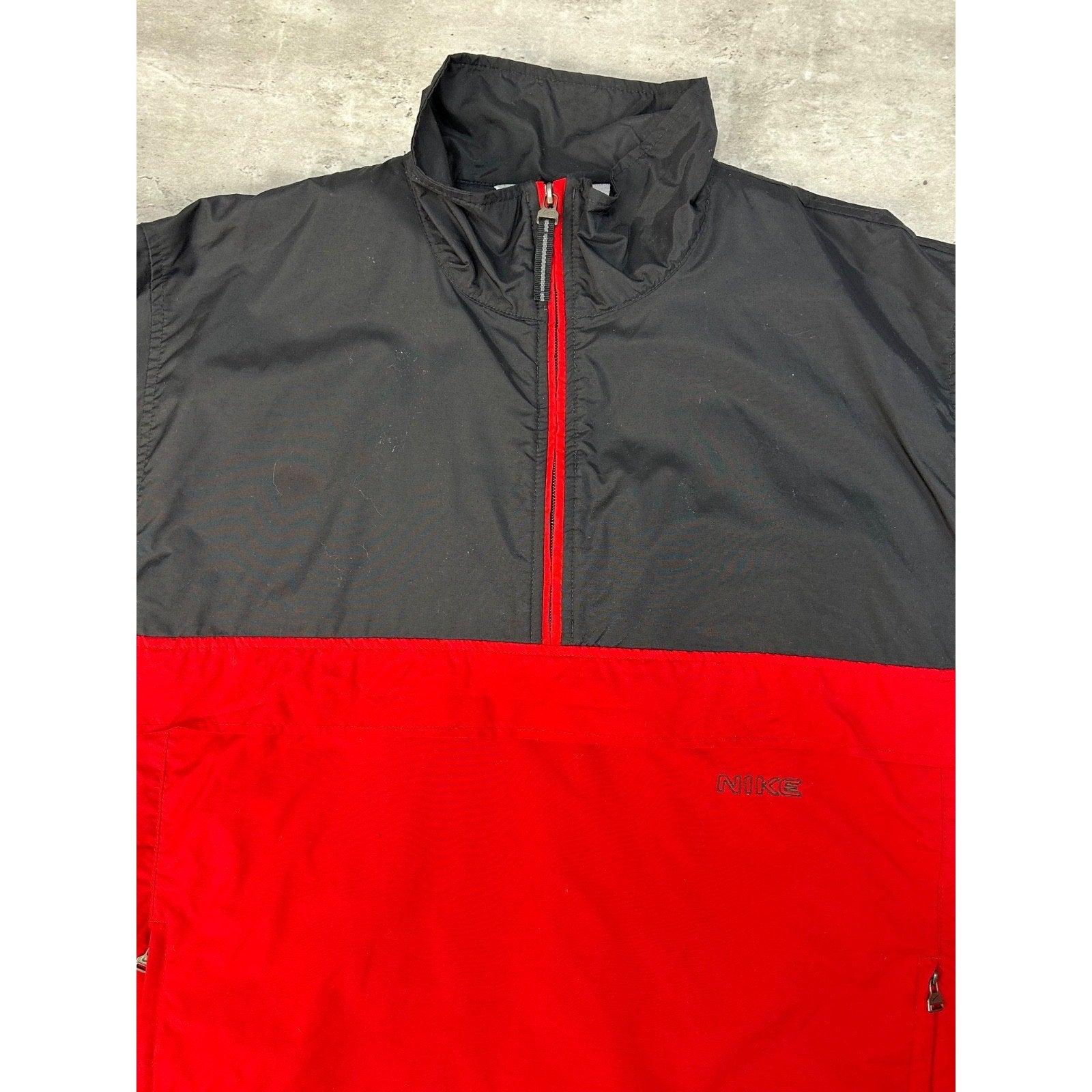 Vintage 90s Nike Embroidered Spellout Two Tone Nylon Windbreaker Jacket Sz Large
