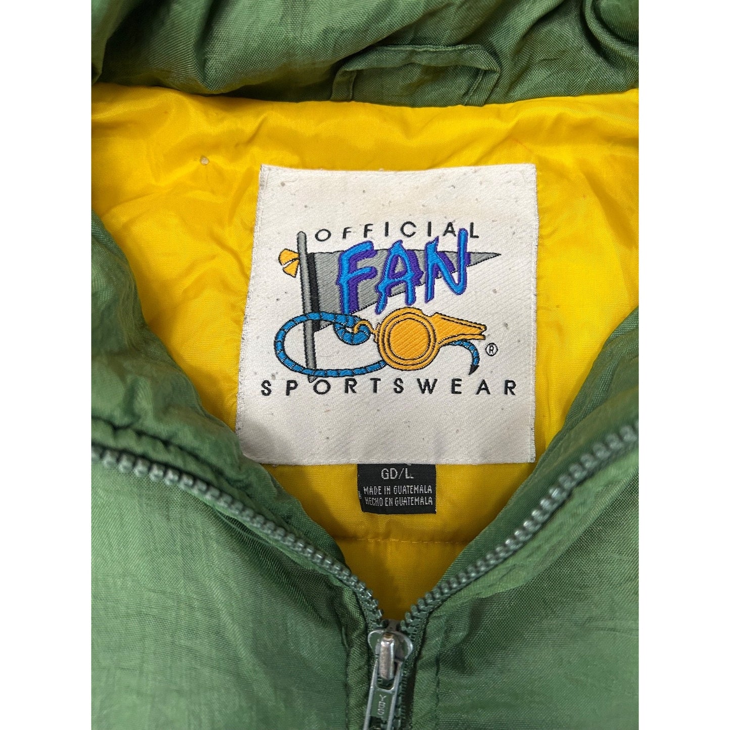 Vintage 90s Green Bay Packers NFL Full Zip Insulated Hooded Jacket Size Large