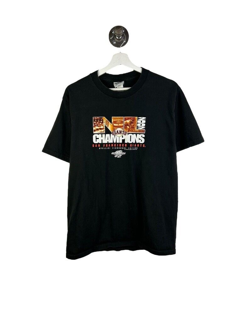 Vintage 2002 San Francisco Giant MLB NL Champs Graphic T-Shirt Size Medium Black