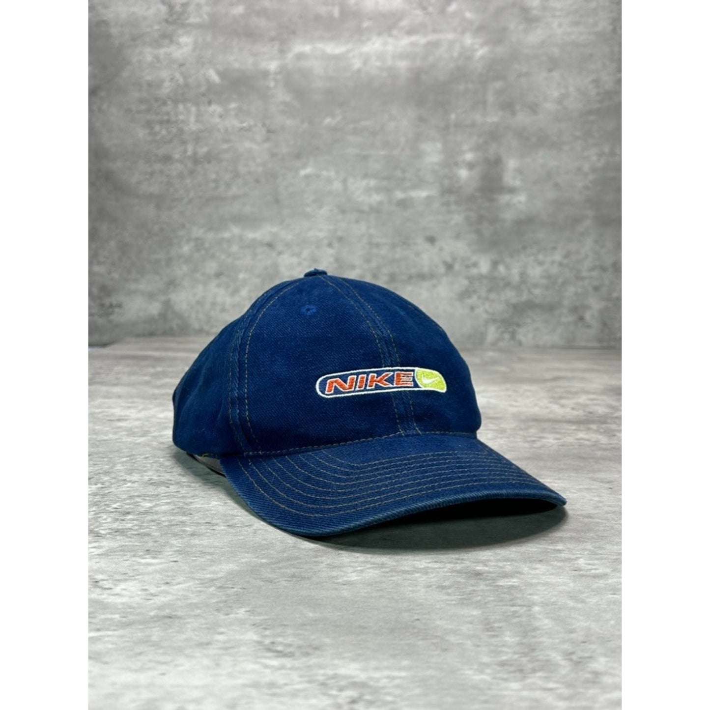 Vintage 2000s Nike Embroidered Swoosh Spellout Snapback Hat OSFA Blue
