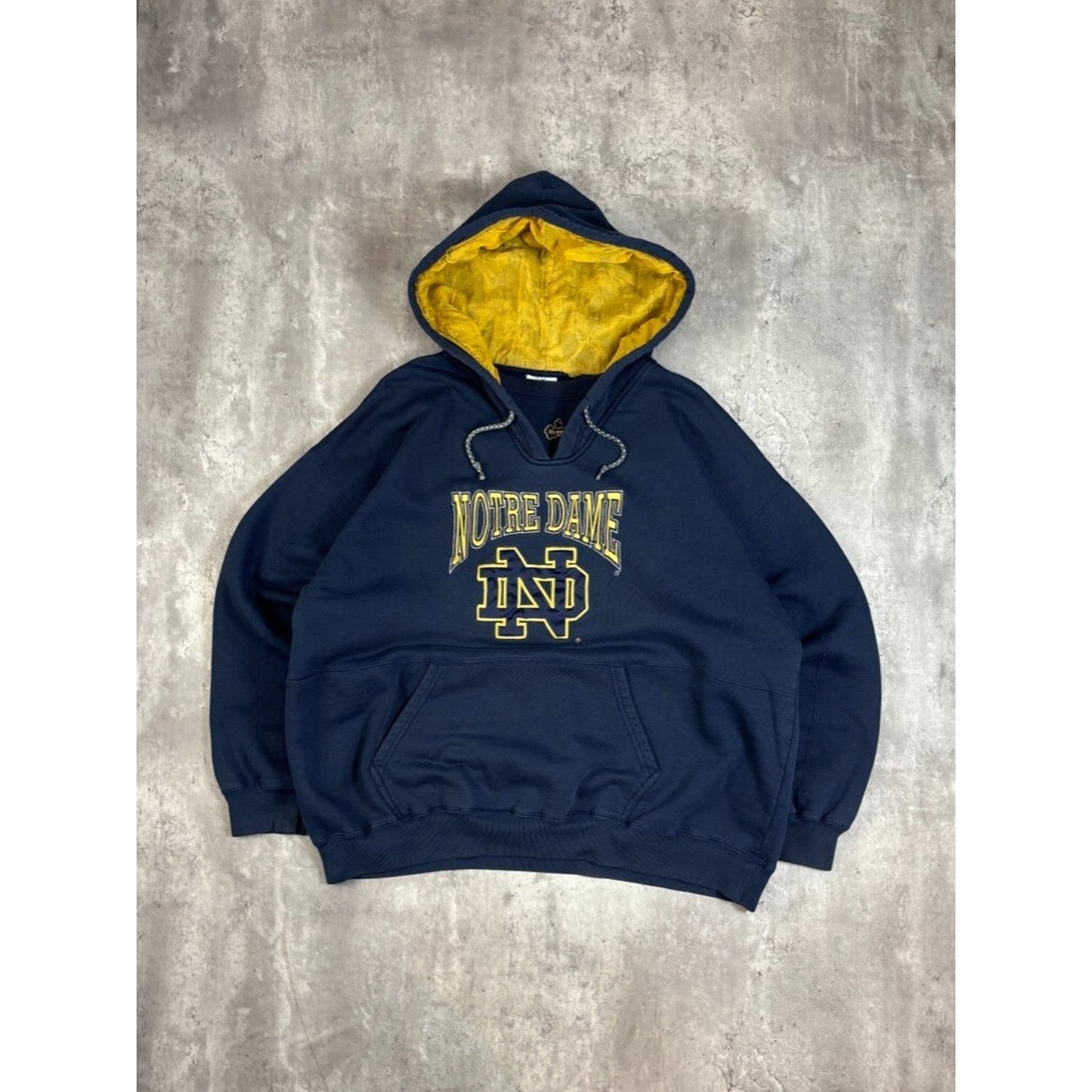 Vintage 90s Notre Dame Fighting Irish NCAA Hooded Sweatshirt Size XL Blue