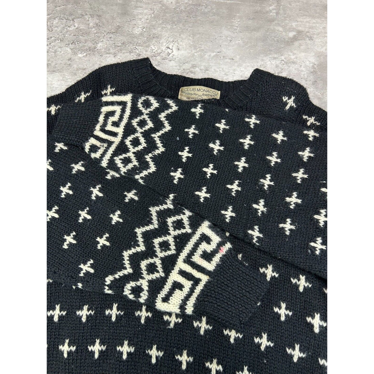 Vintage 90s Club Monaco 100% Virgin Wool Pullover Knit Sweater Size Large