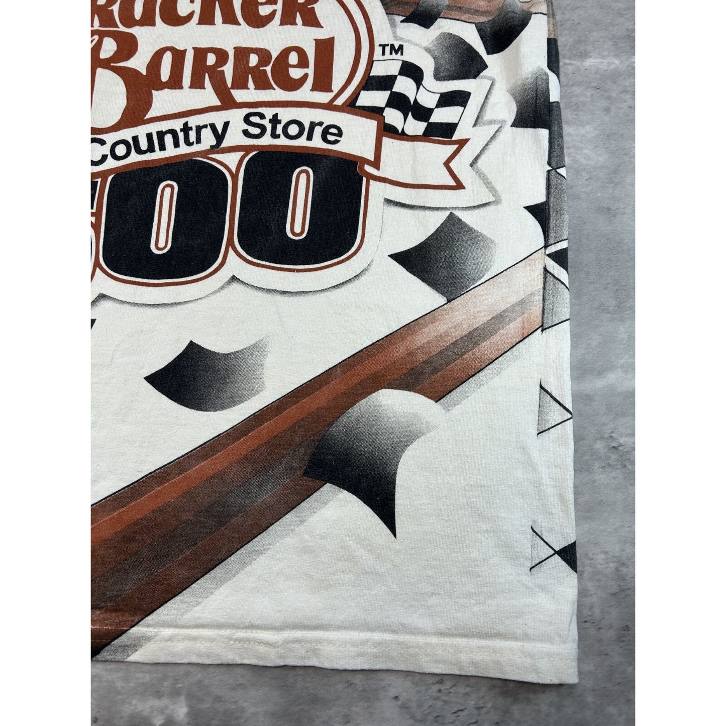 Vintage 90s Nascar Cracker Barrel 500 All Over Print Graphic T-Shirt Size Medium
