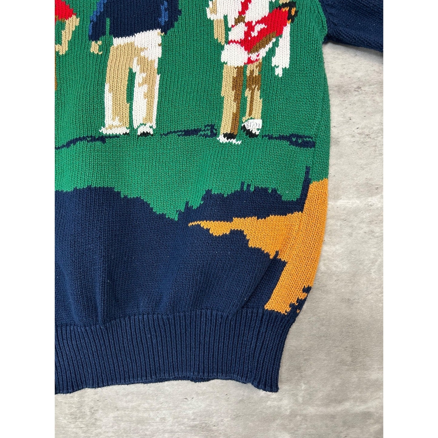 Vintage 90s Hathaway Golfers Graphic Print Pullover Knit Sweater Size Medium