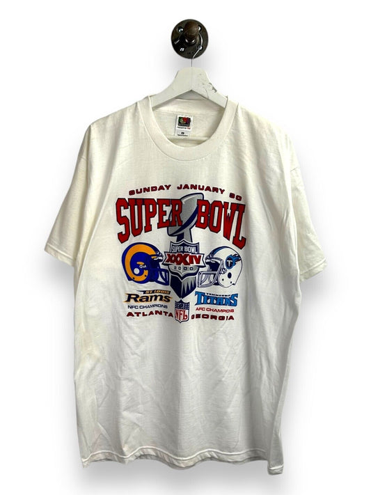 Vintage 2000 Rams Vs Titans Super Bowl XXXIV Helmet Graphic T-Shirt Size XL