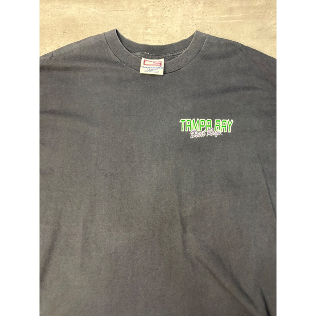 Vintage 1997 Tampa Bay Devil Rays MLB Graphic Spellout T-Shirt Size XL