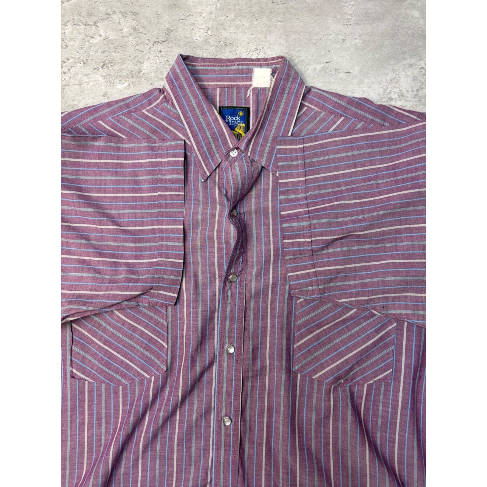 Vintage Rock Canyon Pearl Snap Striped Cropped Button Up Shirt Size XL