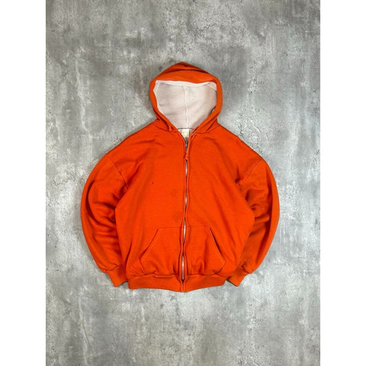 Vintage 80s Sportswear Blank Thermal Lined Full Zip Hooded Sweatshirt Size Large