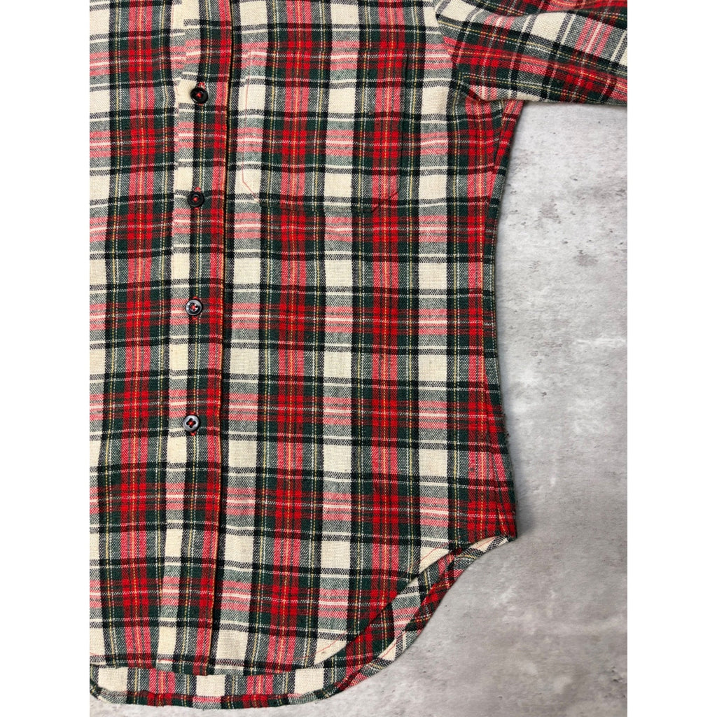 Vintage 1970s Hand Made Plaid Print Insulated Collared Jacket Size Large