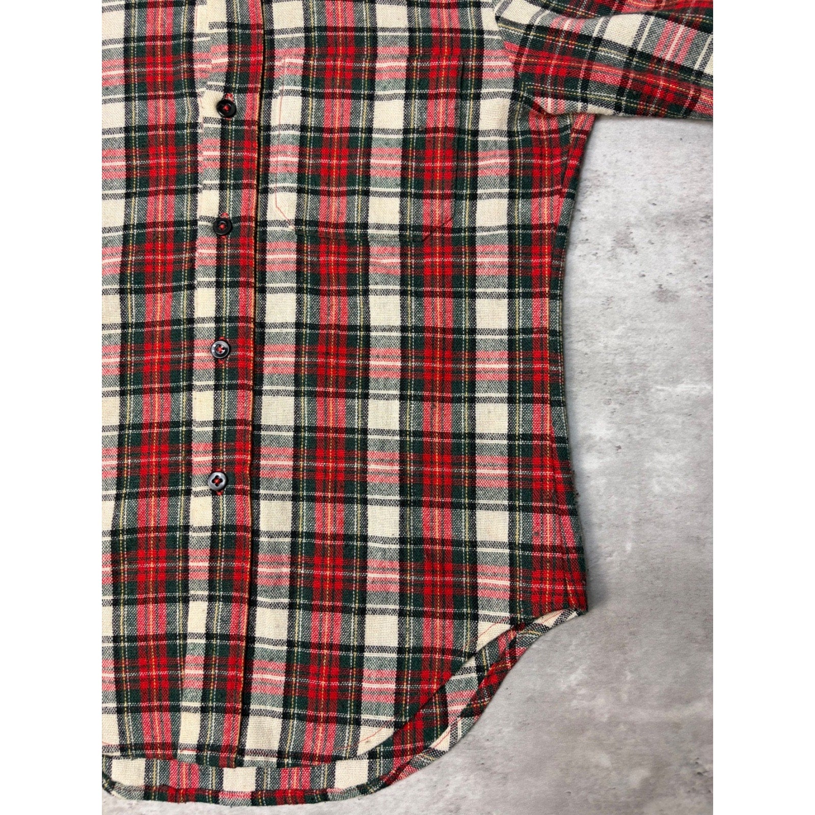 Vintage 1970s Hand Made Plaid Print Insulated Collared Jacket Size Large