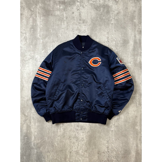 Vintage 80s Chicago Bears NFL Starter Satin Bomber Jacket Size Medium