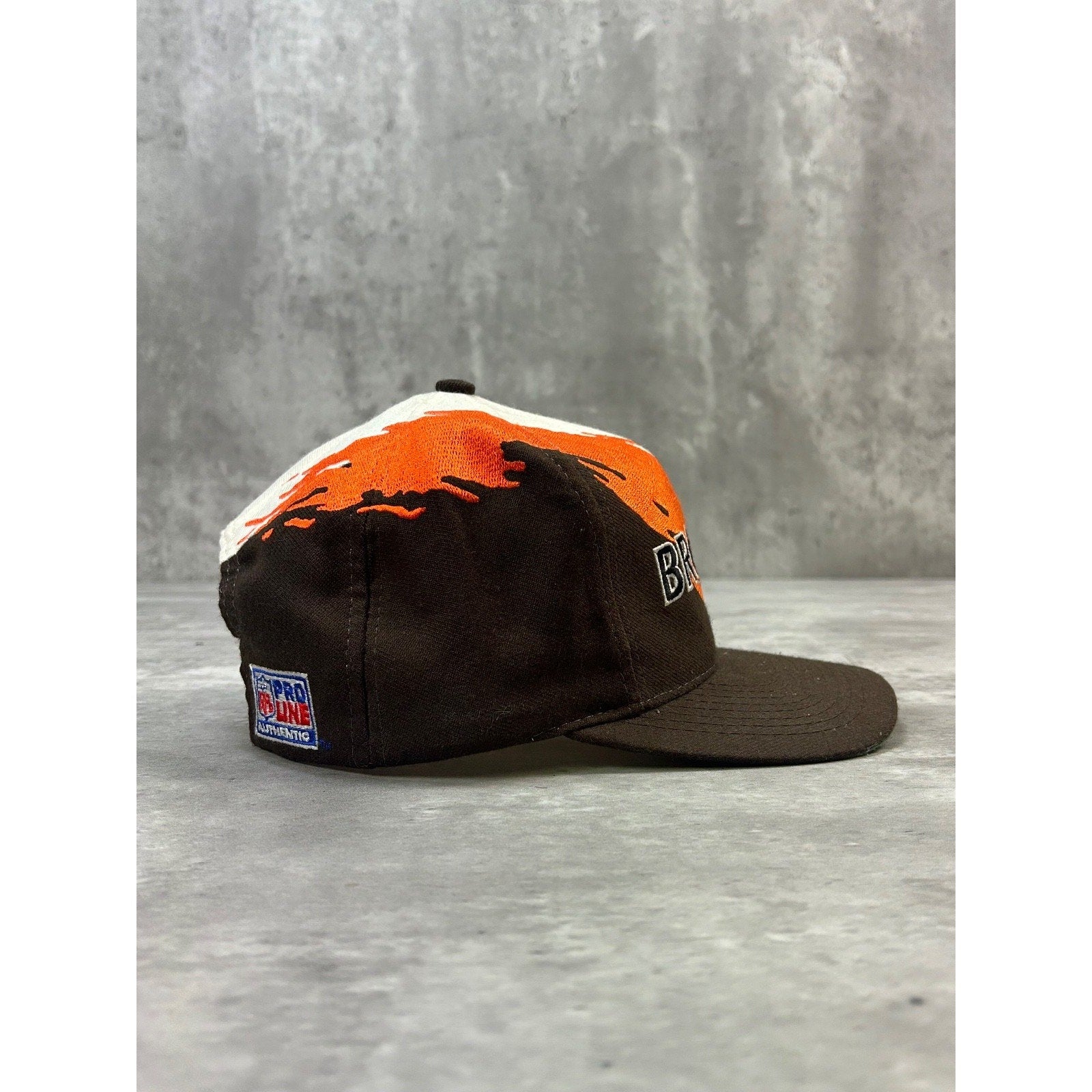 Vintage 90s Cleveland Browns NFL Logo Athletic Splash Snapback Hat OSFA