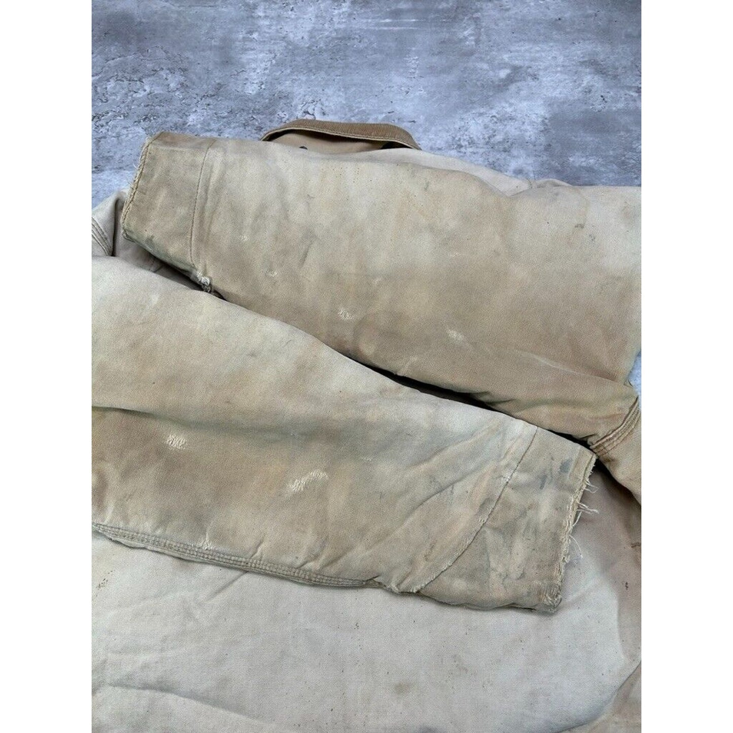 Vintage 80s Carhartt Quilted Lined Canvas Workwear Detroit Jacket Size XL Beige
