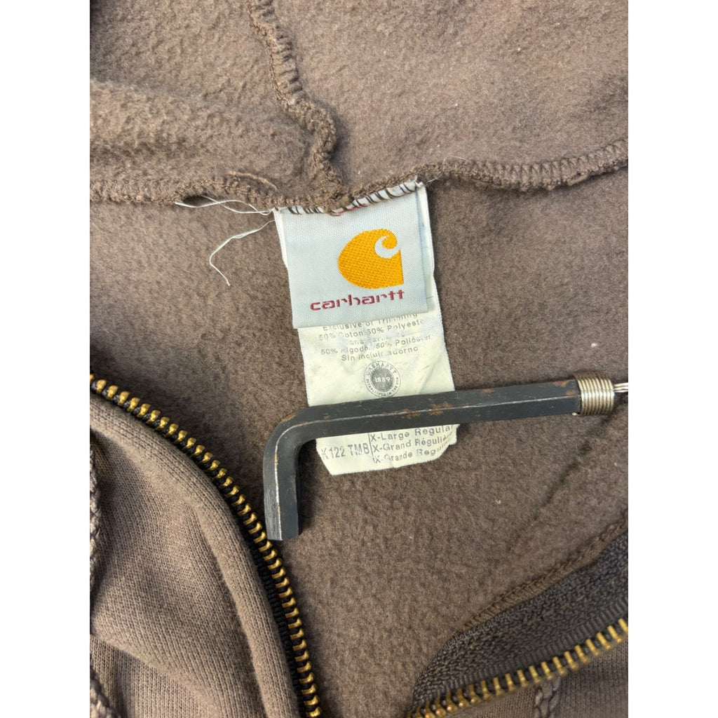 Vintage Carhartt Embroidered Spellout Full Zip Hooded Sweatshirt Size XL