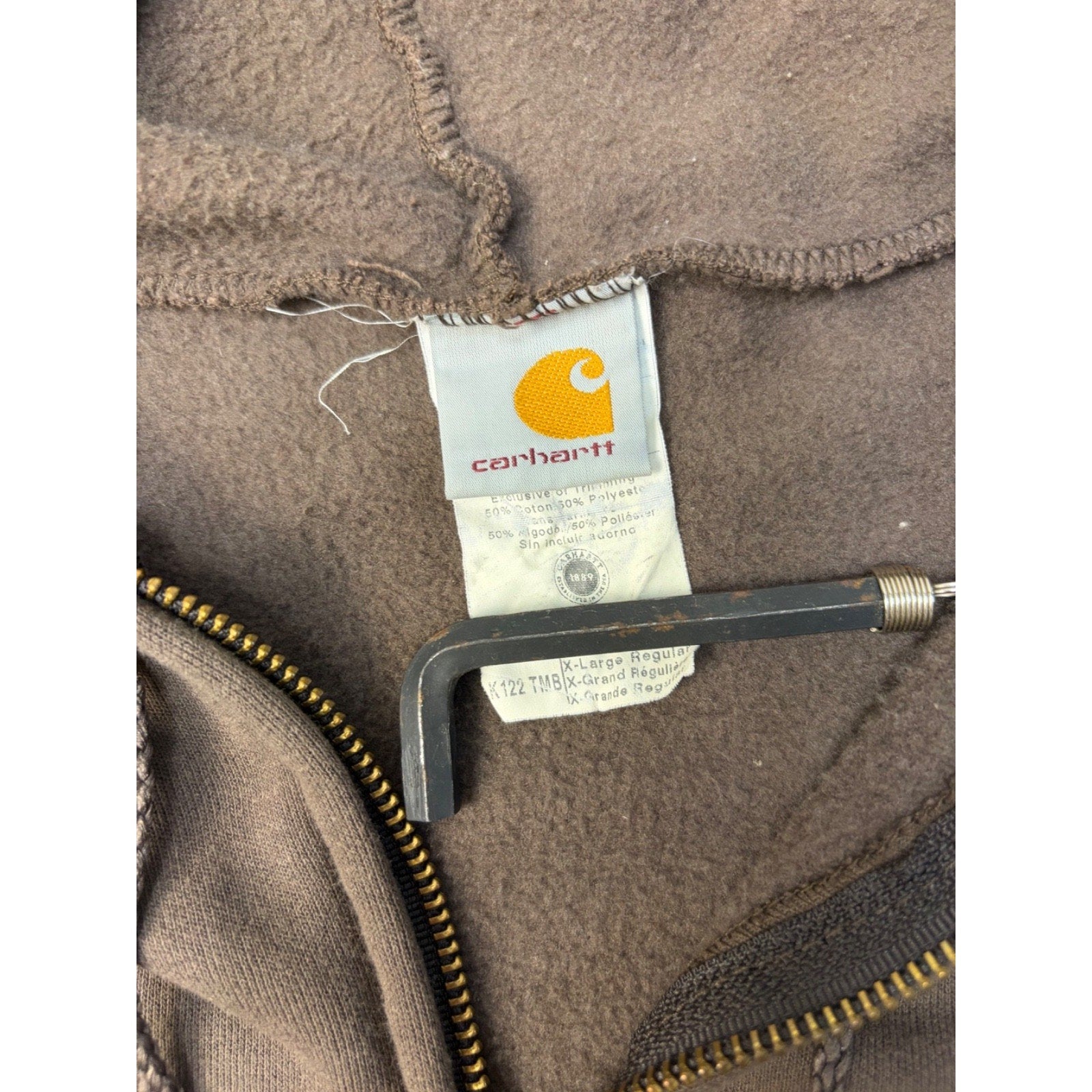 Vintage Carhartt Embroidered Spellout Full Zip Hooded Sweatshirt Size XL