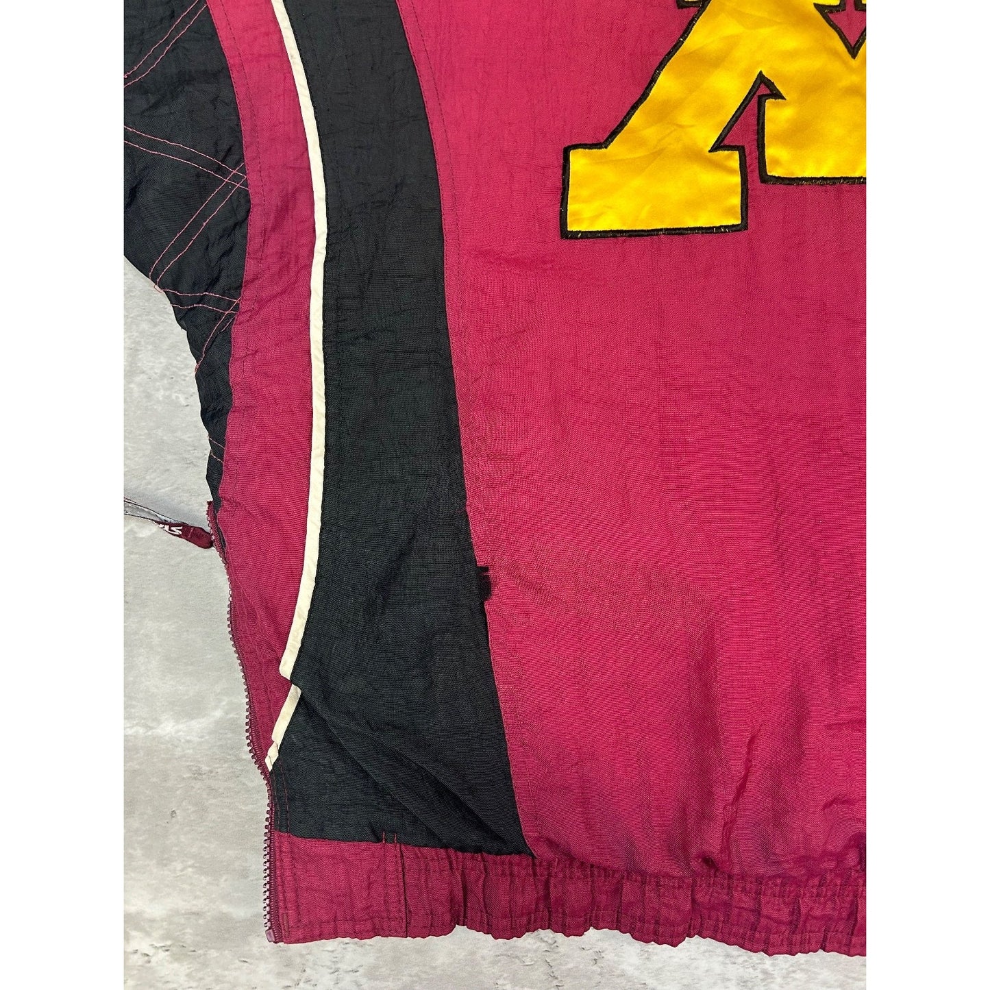 Vintage 90s Minnesota Gophers NCAA Insulated 1/2 Zip Starter Jacket Size Large