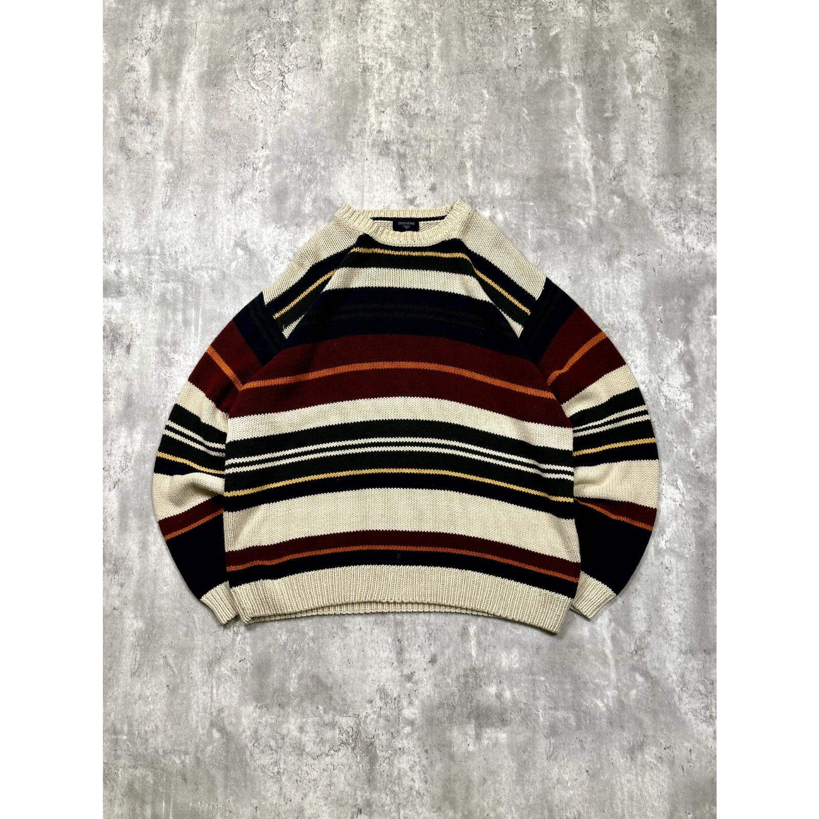 Vintage Dockers Multicolour Stripe Pullover Knit Sweater Size XL