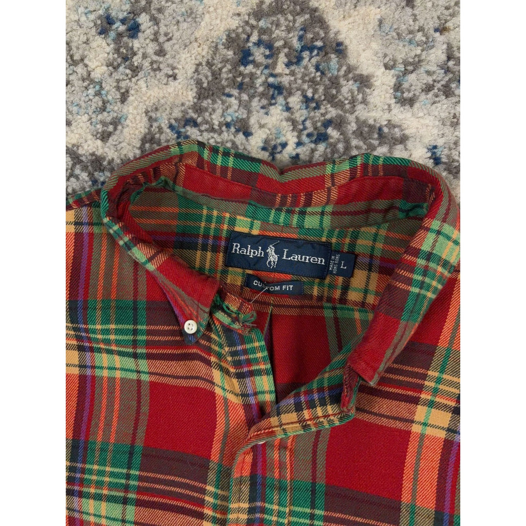 Vintage Polo Ralph Lauren Embroidered Pony Plaid Button Up Shirt Size Large