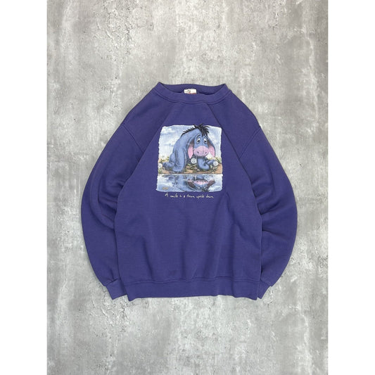 Vintage 90s Disney Winnie The Pooh Eeyore Cartoon Graphic Sweatshirt Size Small