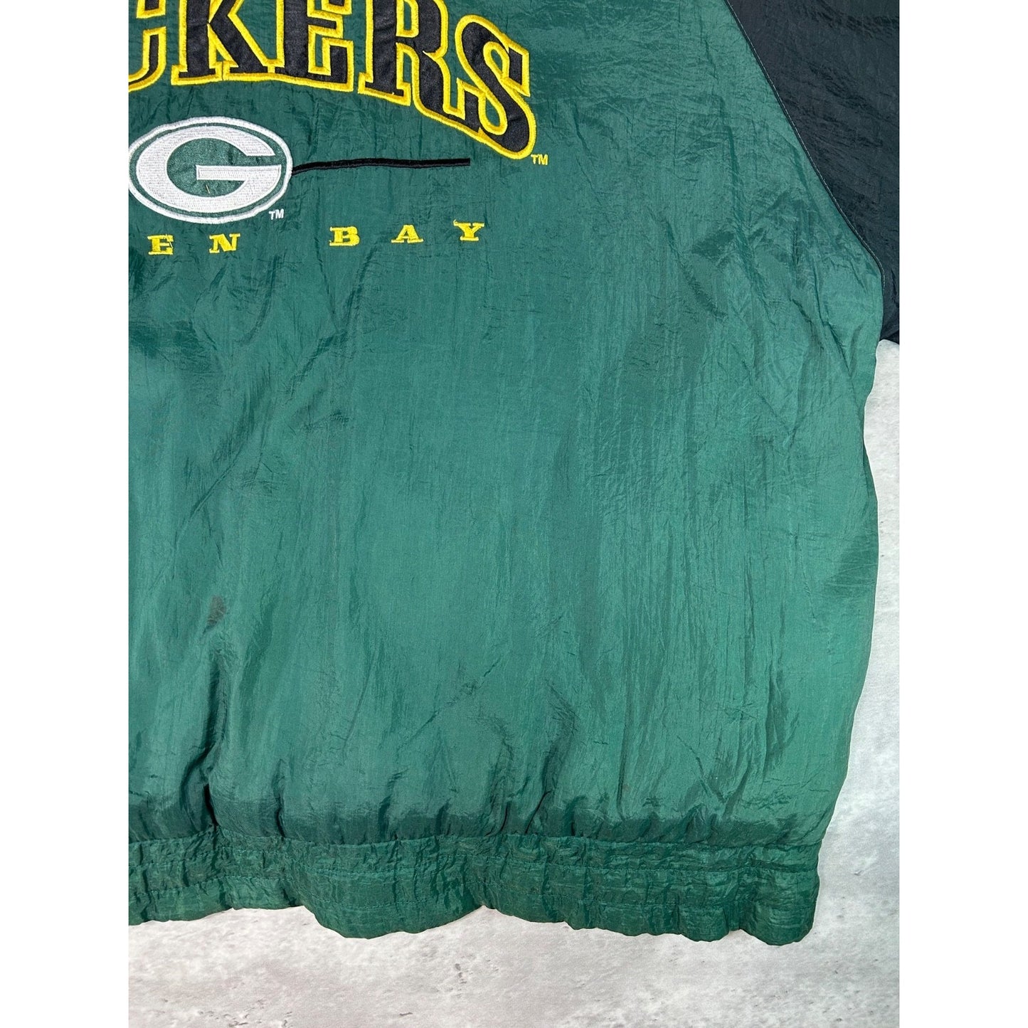 Vintage 90s Green Bay Packers NFL Insulated Full Zip Hooded Jacket Size Large