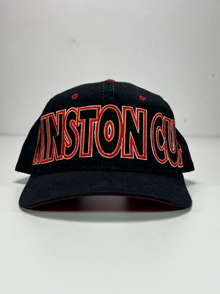 Vintage 90s Winston Cup Embroidered Spellout Snapback Hat OSFA Black