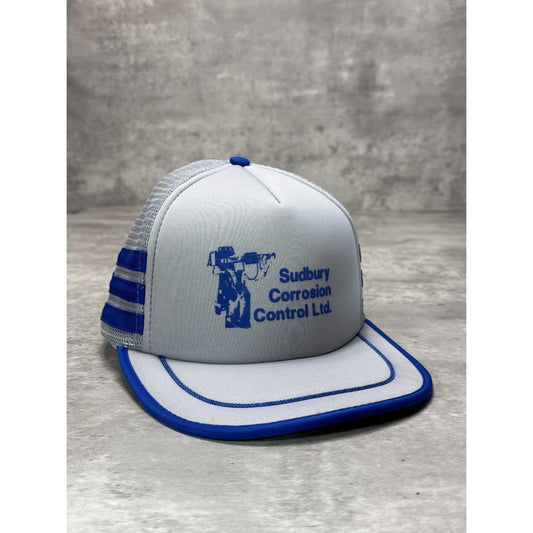 Vintage Sudbury Corrosion Control Three Stripe Trucker Snapback Hat OSFA