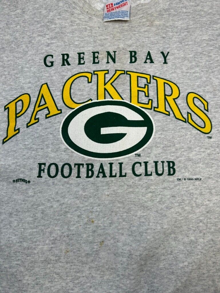 Vintage 1995 Green Bay Packers Arc Spell Out NFL Graphic Sweatshirt Sz Large 90s