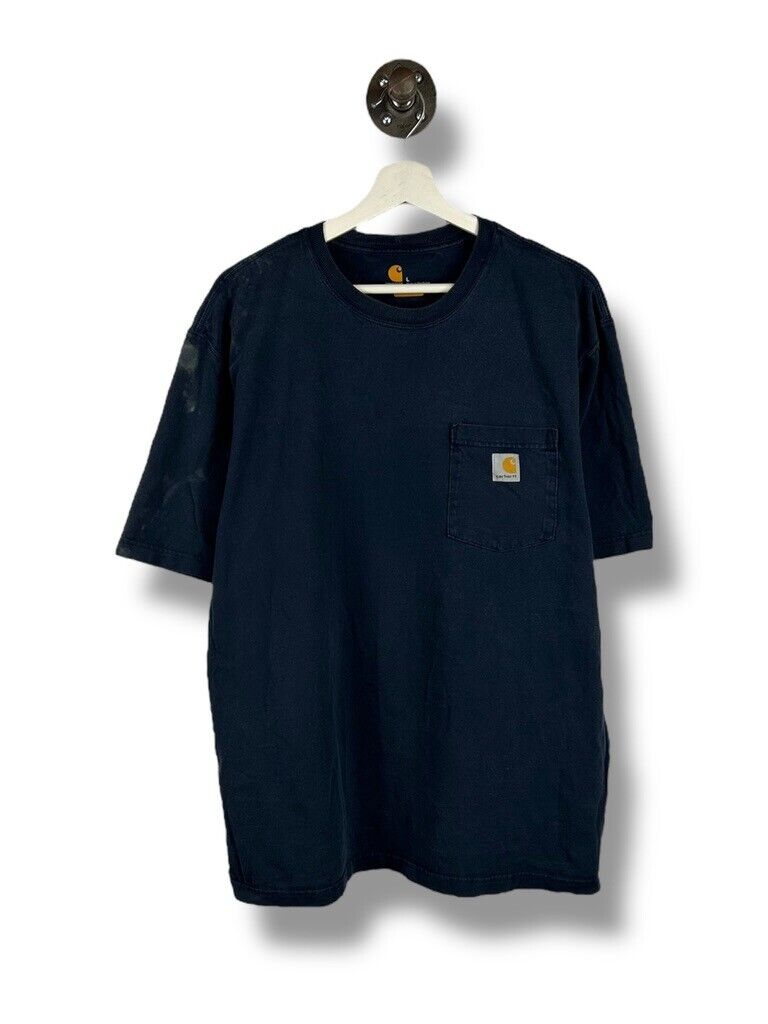 Carhartt Original Fit Embroidered Patch Workwear T-Shirt Size Large Blue