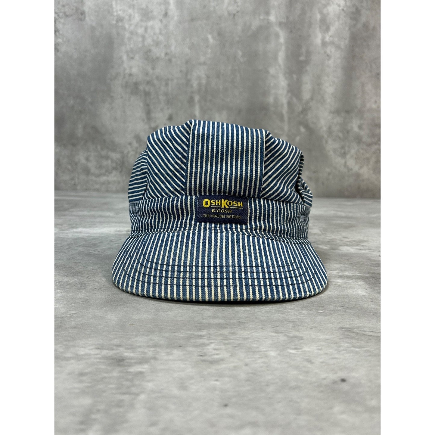 Vintage 80s Oshkosh Embroidered Patch Pinstripe Snapback Hat OSFA